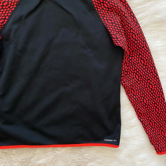 Nike Therma Fit Womens Just Do It Black Red Polka Dot Pullover Hoodie Sweatshirt - Picture 9 of 9